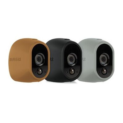 image Accessoire Arlo - Pack de 3 Housses en Silicone, Accessoires pour Caméra HD, Sombre/Noir/Marron/Gris (VMA1200D)