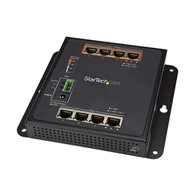 image STARTECH Switch Gigabit Ethernet géré à 8 ports RJ45 (4 PoE+) - Commutateur réseau industriel à fixation murale - Switch réseau