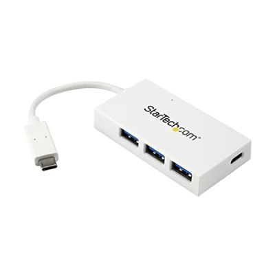 image STARTECH Hub USB-C à 4 ports USB 3.0 - Concentrateur USB Type-C vers 1x USB-C 3x USB-A - Alimenté par bus - Blanc - 4 Total USB