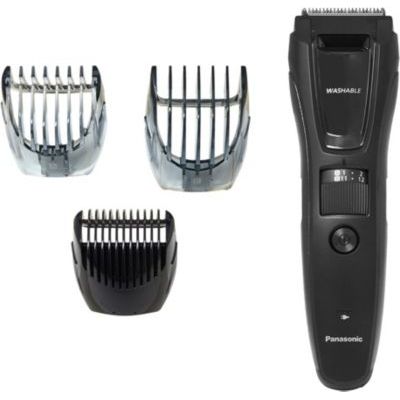 image Panasonic ER-GB61-K503 Tondeuse pour homme corps, barbe et tête 3 en 1, rechargeable, acier inoxydable, batterie longue durée, 39 réglages, 3 accessoires inclus Noir/argent