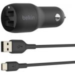 Belkin Chargeur de Voiture à Deux Ports USB (24 W) avec Câble USB-C