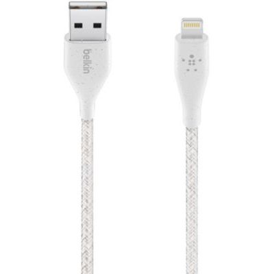image Belkin Câble Lightning vers USB-A DuraTek Plus avec Sangle de Fermeture (câble Lightning vers USB, câble de 1,2 m, Blanc)