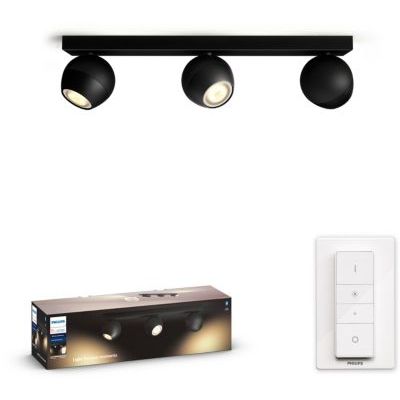 image Philips Hue White Ambiance BUCKRAM Spot barre tube 3x5.5W - Noir (télécommande incluse), compatible Bluetooth