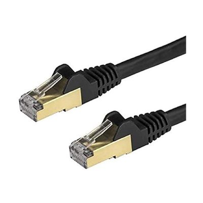 STARTECH Câble réseau Cat6a STP blindé sans crochet - 1 m Noir - Cordon Ethernet RJ45 anti-accroc - Câble patch