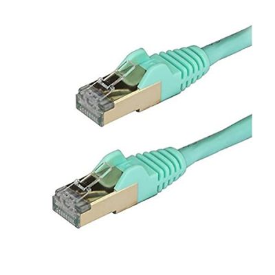 STARTECH Câble réseau Cat6a STP blindé sans crochet - 1 m Aqua - Cordon Ethernet RJ45 anti-accroc - Câble patch