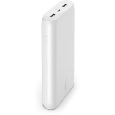 image Belkin Batterie externe portable 20K (double port USB, capacité de 20 000 mAh, iPhone 12, 12 Pro, 12 Pro Max, 12 mini et modèles antérieurs, iPad, AirPods, etc., blanc)
