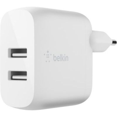 image Belkin Chargeur secteur 2 ports USB-A Boost Charge 24 W (iPhone 12, 12 Pro, 12 Pro Max, 12 mini et modèles antérieurs, Samsung S20, S20+, S20 Ultra, Pixel 4, etc.)