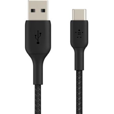 image Belkin Câble USB-C à Gaine Tressée (Câble de Recharge USB-C vers USB, 3 m, Noir)