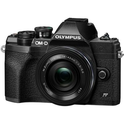 image Kit d'appareil photo Micro Four Thirds Olympus OM-D E-M10 Mark IV,capteur 20 MP, viseur électronique, vidéo 4K, Wi-Fi, noir - Comprend l'objectif M.Zuiko Digital ED 14-42mm F3.5-5.6 EZ Pancake argent