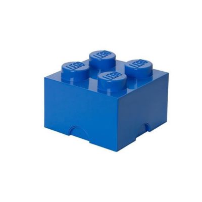 image Room Copenhagen 40031731 Brique LEGO 4 plots, Boîte de rangement empilable, 5,7 l, bleu, Polypropylène (PP), sans bisphénol (BPA) et sans phtalates, 25x25x18cm