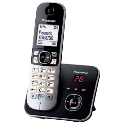 image Panasonic Solo KX-TG6821FRB Téléphone Numérique sans fil DECT avec Répondeur Noir [Version Française]