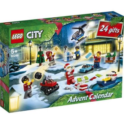 image LEGO 60268 City Le Calendrier de l'Avent 2020 mini jeu de Construction de Noël avec des Véhicules Mirco, Traéneau et la Planche du Père Noël