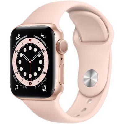 image Apple Watch Series 6 (GPS, 40 mm) Boîtier en aluminium or, Bracelet Sport rose des sables