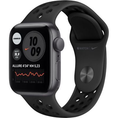 image Apple Watch Nike Series 6 GPS, 44mm boitier aluminium gris sidéral avec bracelet sport anthracite