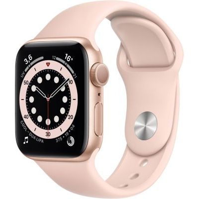 image Apple Watch Series 6 (GPS, 44 mm) Boîtier en aluminium or, Bracelet Sport rose des sables