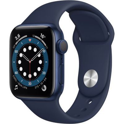 image Apple Watch Series 6 (GPS, 40 mm) Boîtier en aluminium bleu, Bracelet Sport marine intense