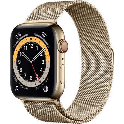 image Apple Watch Series 6 (GPS + Cellular, 40 mm) Boîtier en acier inoxydable or, Bracelet Milanais or