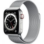 image produit Apple Watch Series 6 (GPS + Cellular, 44 mm) Boîtier en acier inoxydable argent, Bracelet Milanais argent