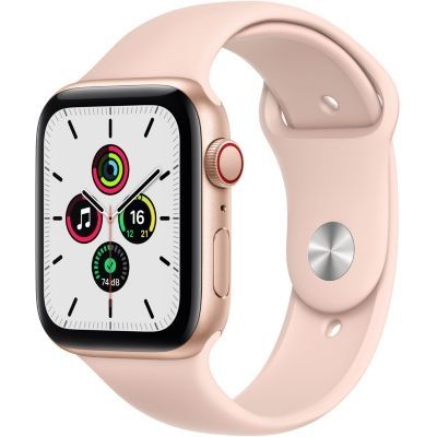 image Apple Watch SE (GPS + Cellular, 44 mm) Boîtier en aluminium or, Bracelet Sport rose des sables