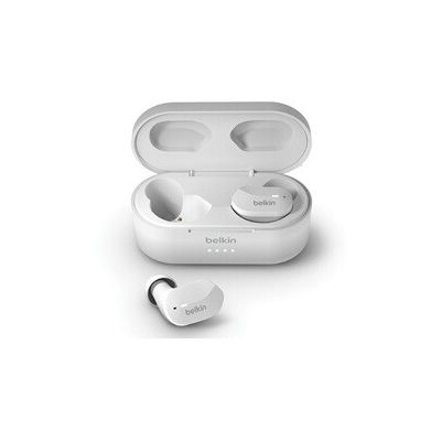 image Belkin Écouteurs True Wireless SoundForm (écouteurs Bluetooth, contrôle tactile, étui de recharge, 24 heures d’écoute, isolation du bruit, résistants à l’eau) - blanc