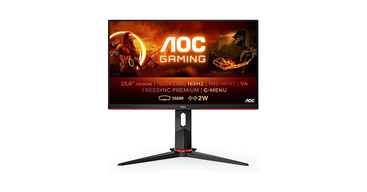 Comparer les prix AOC Ecran PC Gamer Incurvé C24G2AE/BK 23,6 FHD Dalle VA 1ms 165Hz