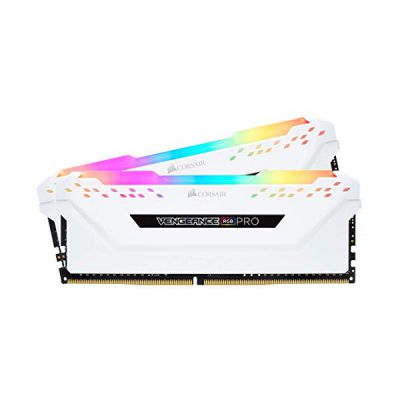image Corsair Vengeance RGB PRO - Kit de Mémorie Enthousiaste (16Go (2x8Go), DDR4, 2666MHz, C16, XMP 2.0) Eclairage LED RGB dynamique - Blanc
