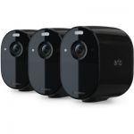 image produit Arlo Essential Black - Pack de 3 Caméras de surveillance Wifi Sans fils. Jour/Nuit, Etanche IP65, Intérieur/Extérieur, Batterie 6 mois (VMC2330B) - livrable en France