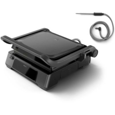 image Philips Contact grill - Sonde de Température et 8 Fonctions Préréglées, Gril avec grand surface de cuisson, Contrôle Numérique de la Température, Facile à Nettoyer (HD6307/70)