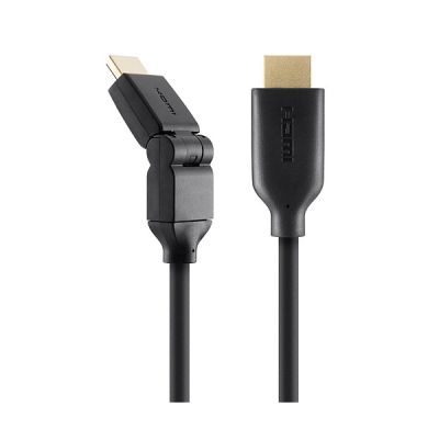 image Câble Belkin HDMI M/M avec connecteurs pivotants, prise en charge Ethernet et connecteurs plaqués or - 2m - Noir