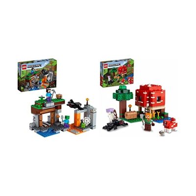 LEGO 21166 Minecraft le Jeu de Construction de la Mine Abandonnée, la Grotte des Zombies avec la Vase, les Figurines de Steve et d'Araignées