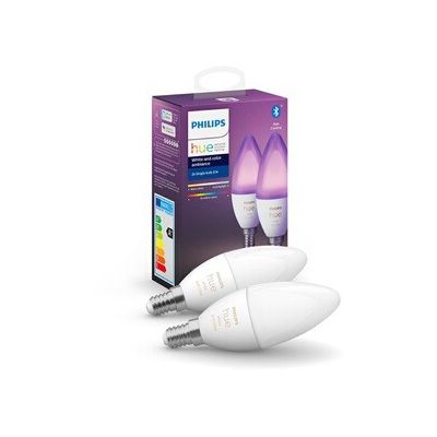 image Philips Lighting Hue White and Color Ambiance 2 ampoules Smart Culot E14 avec Bluetooth Blanc à couleur 5,3 W