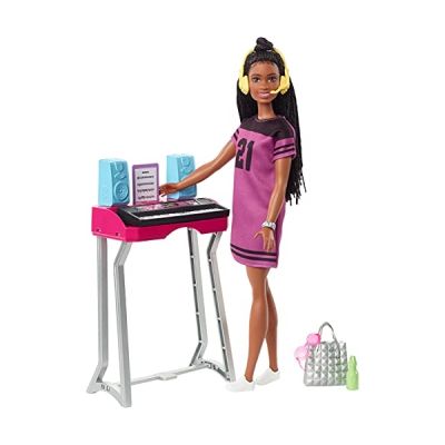 Barbie Big City Big Dreams Coffret Studio d’Enregistrement New-Yorkais avec poupée Brooklyn, synthétiseur et Accessoires, Jouet pour Enfant, GYG40