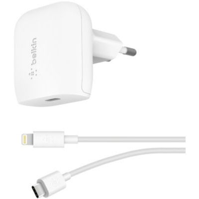 image Belkin Chargeur Secteur USB-C 20 W avec Câble USB-C vers Lightning de 1,2 m (Cerifié Apple MFI)