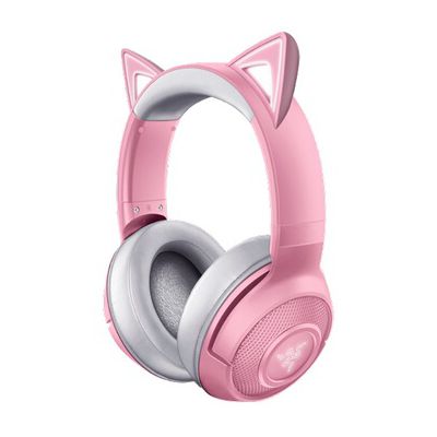 image Razer Kraken Bluetooth Kitty Edition - Casque Gaming sans Fil (Casque avec Oreilles de Chat, Eclairage Chroma RGB, Microphone Intégré Beampourming, Haut-parleurs de 40mm) Rose Quartz