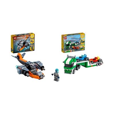 LEGO 31113 Creator 3-en-1 Le Transporteur de Voitures de Course, Jeu de Construction, Camion avec Remorque, Grue et Remorqueur, Idée Cadeau pour Enfants