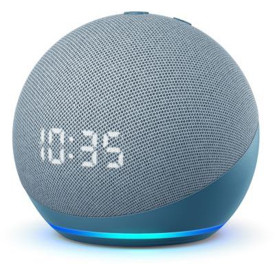 image [Pack] Amazon Echo Dot (4e génération) avec horloge, Bleu-gris + Philips Hue White ampoule connectée (E27)