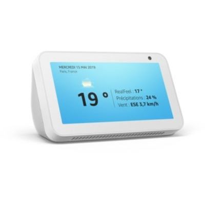 image Echo Show 5, Blanc + EZVIZ C3A 1080P Caméra de Surveillance Batterie Rechargeable, Triple Pack avec W2D, Camera 100% sans Fil, Détection de Mouvement PIR, Vision Nocturne, Audio Bidirectionnel