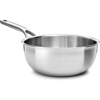 image KitchenAid MultiPly 3PLY Poêle de Chef en Acier Inoxydable Sans PFAS, 20 cm/2,36 L Triply, Multiclad, Induction, Va au four jusqu'à 220°C, Lave-Vaisselle, Argent