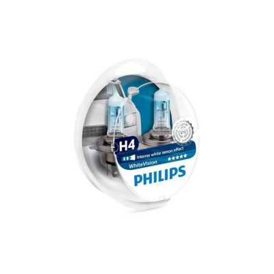 image Philips Lampe à vision blanche 12342WHVSM halogène H4, jusqu'à 3 700 K, Lot de 2 + Philips Lampe à vision blanche 12961NBVB2 halogène 12V, W5W, jusqu'à 4300K, Lot de 2