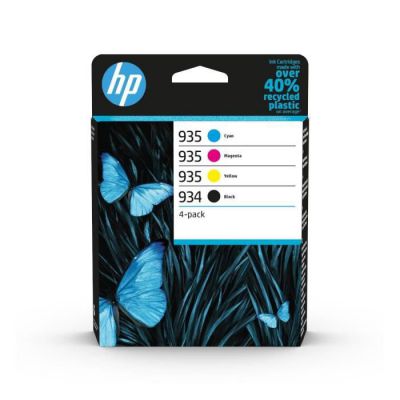 image HP 934/935 Pack de 4 Cartouches Noire, Cyan, Magenta, Jaune Authentiques (6ZC72AE) pour HP OfficeJet 6820e, HP OfficeJet Pro 6230 / 6830