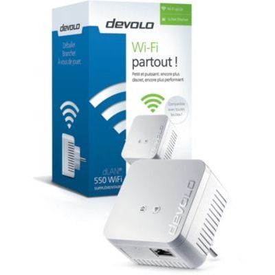 image Devolo dLAN 550 WiFi CPL (Connexion Internet 500 Mbit/s via la Prise de Courant, 300 Mbit/s via le Réseau WiFi, 1 Port Ethernet, 1 Adaptateur CPL, Amplificateur WiFi, WiFi Booster, WiFi Move)