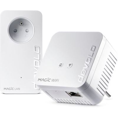 image devolo Magic 1 Wifi 4 (n) Mini Starter Kit : 2x Adaptateurs CPL WiFi (1200 Mbits, 2x Ports Fast Ethernet), idéal télétravail, gaming, streaming, prise française