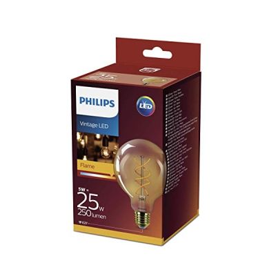 image Philips ampoule LED Globe Vintage Filament Spirale E27 5W Equivalent 25W Claire Ambrée Blanc chaud