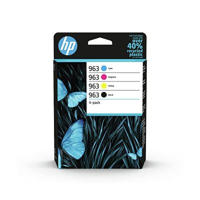 image HP 963 Pack de 4 Cartouches d'Encre Noire, Cyan, Magenta et Jaune Authentiques (6ZC70AE) pour HP OfficeJet Pro 9010 series / 9020 series