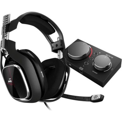 image ASTRO Gaming A40 TR Casque Gamer + MixAmp Pro TR, 4ème Génération, Audio V2, Dolby Audio, Micro Détachable - Noir/Rouge