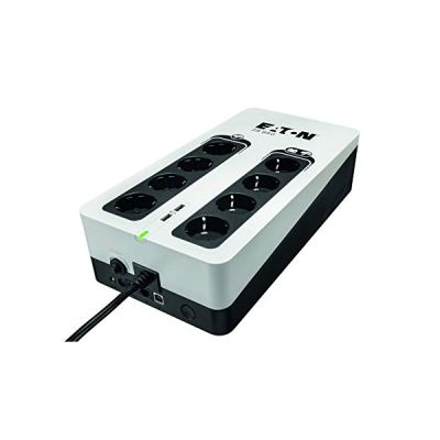 image Onduleur Parafoudre Eaton 3S 850 DIN - Off-line UPS - Alimentation Sans Interruption - Puissance 850VA (8 prises DIN, Silencieux, 2 ports de charge USB Type-A) - Interface USB - Noir&Blanc