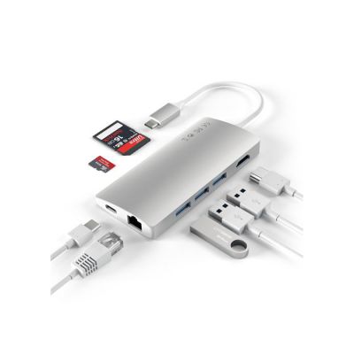 image Adaptateur Satechi Multi-port Hub USB Type-C 4K 8 en 1 avec Ethernet Argent 