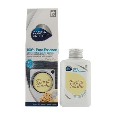 image CARE+PROTECT Fleurs de Talc Essence 100% Pure pour Machine à Laver - Essence Concentrée pour Linge et Vêtements - Formule Active Longue Durée - Jusqu'à 5 Semaines - 20 Cycles - 100 ml