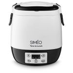 image produit SIMÉO - Lunchbox Électrique Time to Lunch LBE420 - Boîte Chauffante, Programmable, 3 Temps de Cuisson, Maintien du Chaud, 2 Contenants - Blanc, 20,5x20,5x21 cm
