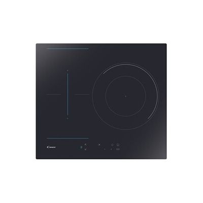 image Candy CTP634B3/4U - Plaque à induction, zone Flex et poêle à paella double couronne, 3 collerettes, 9 niveaux de puissance, minuterie, sérigraphie bleue, 7,1kw, Noir